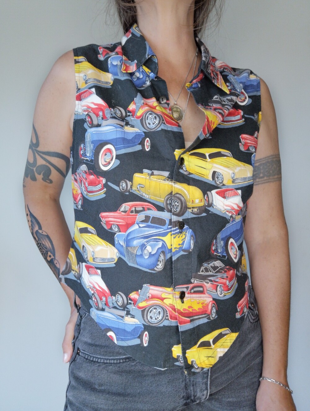 00s Gear Head Car Print Top